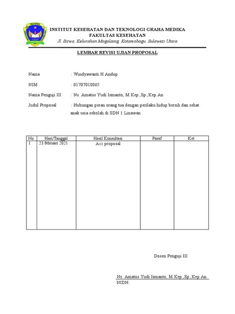 Lembar Revisi Ujian Proposal Pdf