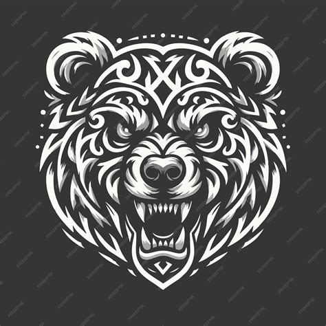 Premium Vector Monochrome Tribal Bear Vector A Vector Illustration Of A Bear Head With Tribal