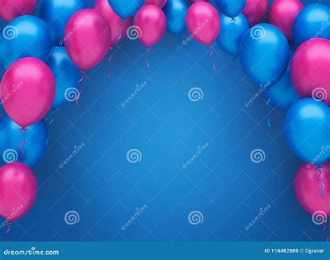 Pink and blue balloons stock illustration. Illustration of helium ...