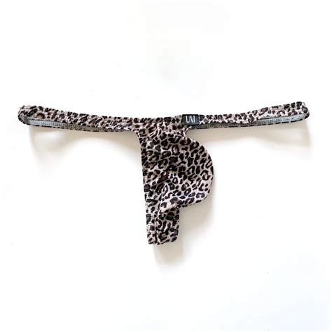 Men Sexy Leopard Print Printed Thong Mens G Strings Pouch Bikini Underwear Breathable Briefs