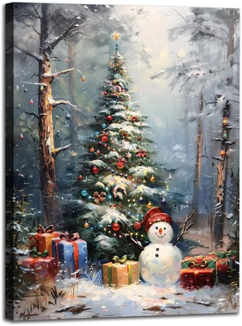 Asdg12s Christmas Winter Pine Tree Canvas Pictures Wall Decor Christmas