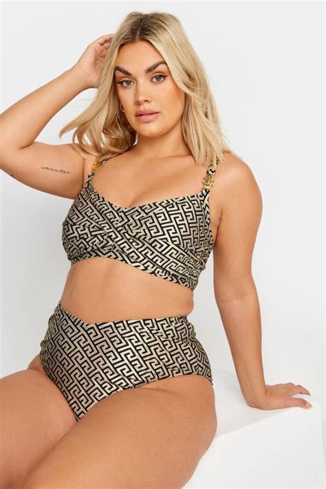 Yours Plus Size Black Chain Detail Bikini Top Yours Clothing