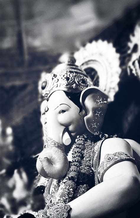 Download Ganesh Black And White Angle Shot Wallpaper