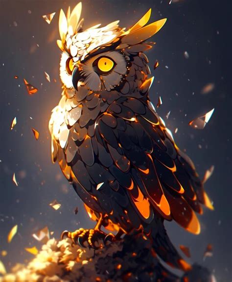 Premium Ai Image Fire Owl