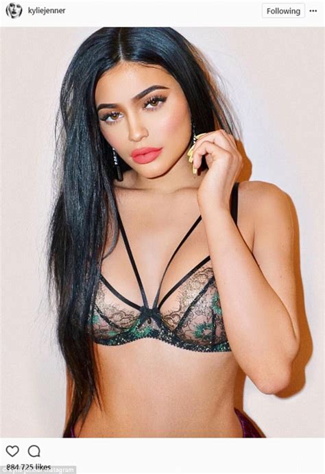 Kylie Jenner Poses In A Sheer Lace Bra To Plug Lipstick Daily Mail Online