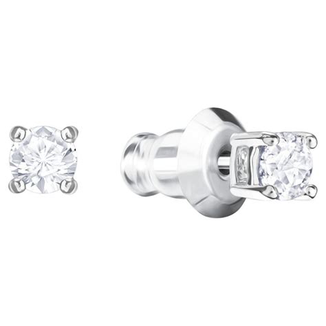 Swarovski Redobber Attract Round Pierced Earrings White Rhodium