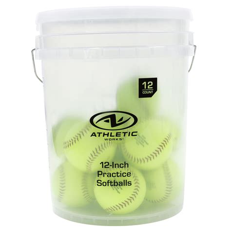 Athletic Works Set Of 12 Softballs In Bucket 12 Inch Yellow