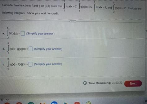 Solved Consider two functions f and g on [2,8] such that | Chegg.com 