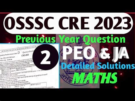 Osssc Previous Year Question Peo Ja Previous Year Question Solutions