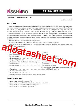 R1170X Datasheet PDF Nisshinbo Micro Devices Inc