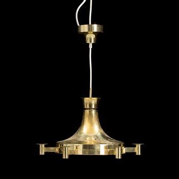 TAKLAMPA mässing med sex ljusarmar Fagerhults 1900 tal Bukowskis