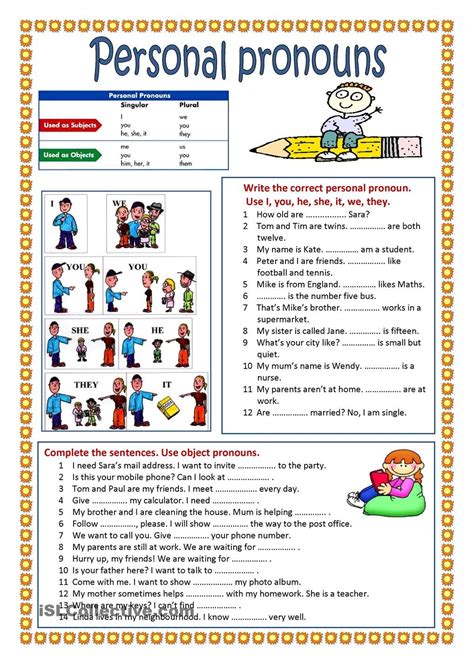 Personal Pronouns Personal Pronouns Worksheets Personal Pronouns