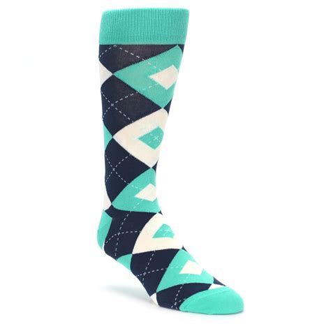 Turquoise Navy Argyle Wedding Groomsmen Mens Dress Socks