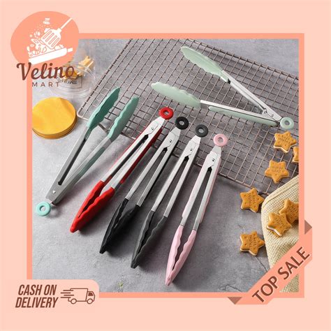 Jual Tongs Food Stainless Silicone Pencapit Kue Dan Gorengan Tahan