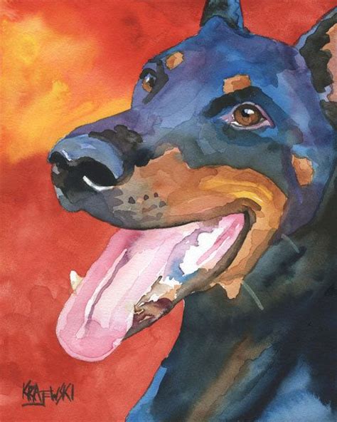 Doberman Pinscher Art Print Of Original Watercolor Painting X Etsy