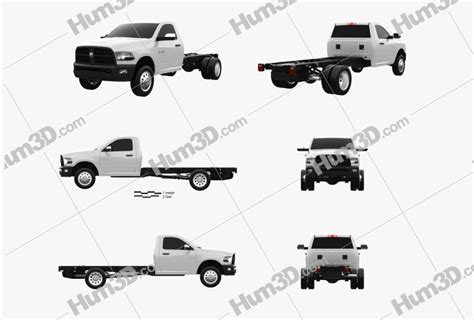 Dodge Ram Regular Cab Chassis 2015 Blueprint Template 3dmodels