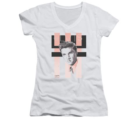 Elvis Presley Shirt Juniors V Neck Retro White T Shirt Elvis Presley