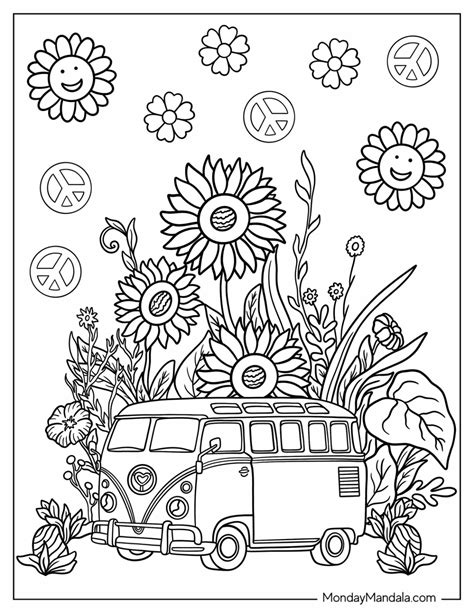 20 Hippie Coloring Pages Free Pdf Printables Coloring Pages Coloring Book Art Printable