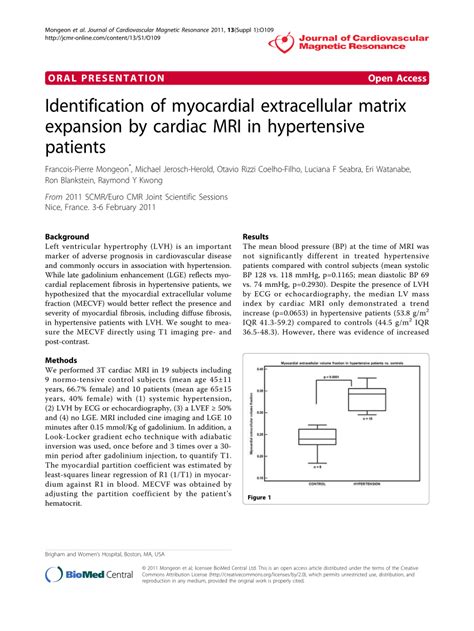 Pdf Identification Of Myocardial Extracellular Matrix Expansion By