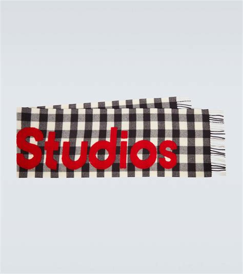 Acne Studios Checked logo wool-blend scarf Acne Studios