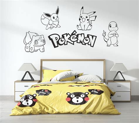 Pokemon Wall Stickerset Decal Vinyl Removable Art Home Decor Room NEW Big Set of 4 - Etsy