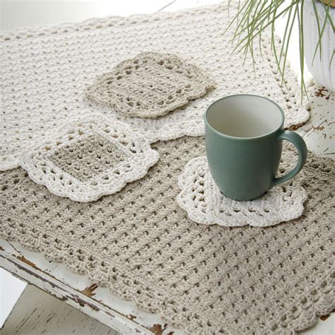 Free Beginner Red Heart Options Placemat And Coaster Crochet Pattern Yarnspirations Crochet