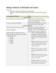 Health And Genetics Docx Biology Notebook Health And