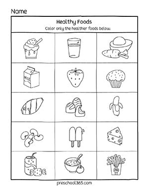 Food Worksheets For Preers - Worksheets For Kindergarten