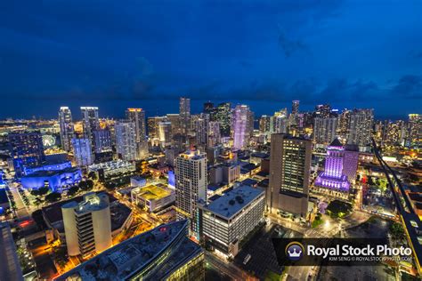 Night Time Downtown Miami Skyline from Apartment Balcony View | Royal ...