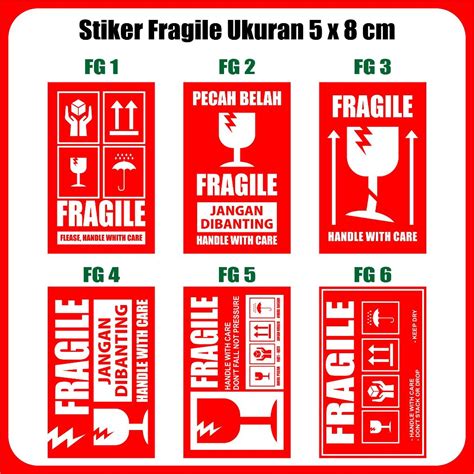 Jual Stiker Fragile Ukuran 5 X 8 Cm Stiker Pengiriman Label