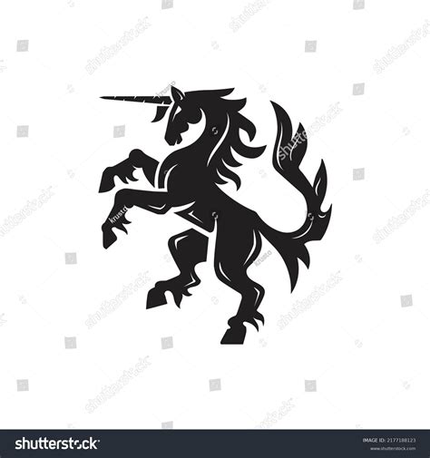 Heraldic Unicorn Horse Horn Mythology Rearing Stock Vector (Royalty ...