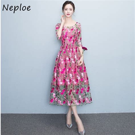 Neploe Vestido De Noche Con Estampado De Flores Para Mujer Traje De