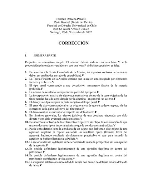 Examen Derecho Penal Para Estudiar Examen Derecho Penal Ii Parte