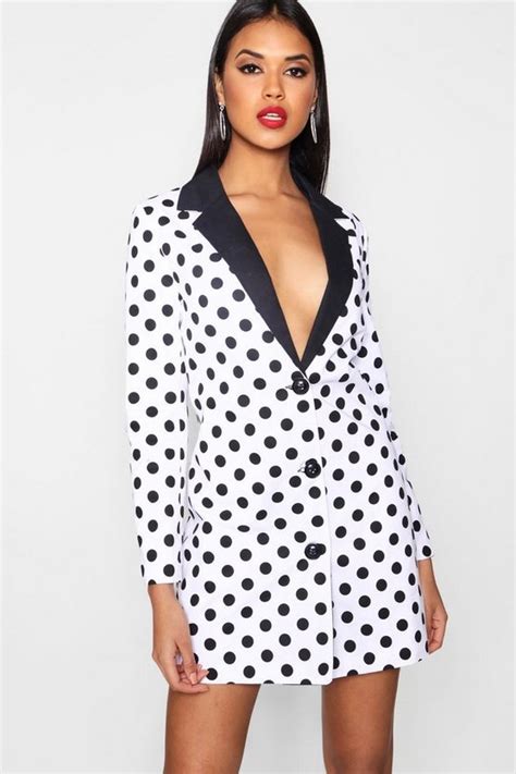 Polka Dot Blazer Dress Boohoo