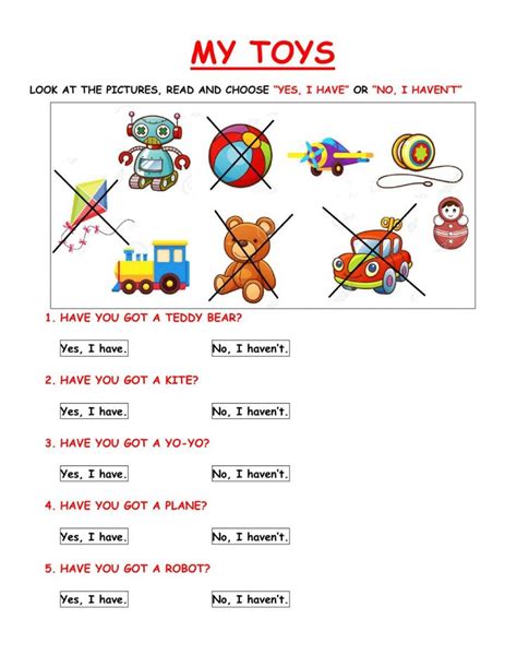 My Toys Worksheet For Segundo De Primaria English Lessons