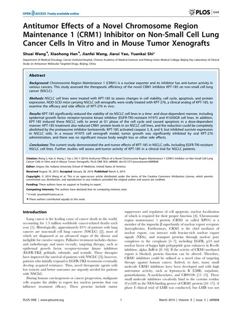 Pdf Antitumor Effects Of A Novel Chromosome Region Maintenance 1