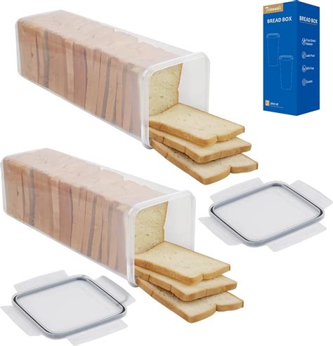 Tiawudi 2 Pack Bread Box Plastic Bread Container Bread