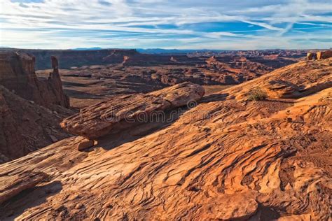 Estrada Parque Branca Nacional Da Borda De Ut Canyonlands Foto De Stock