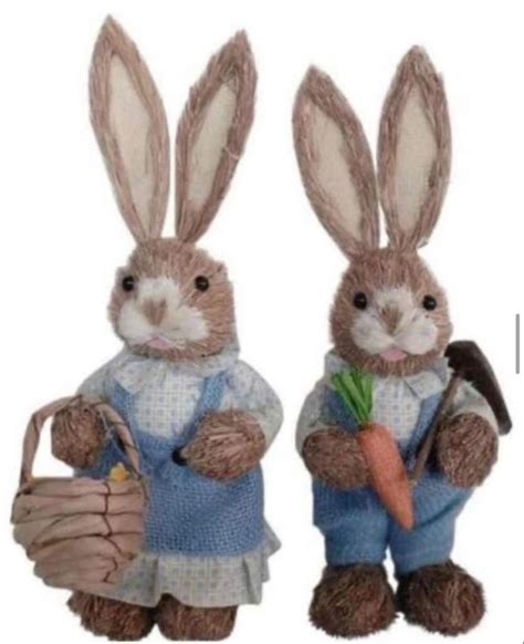 Pareja Conejos Tipo Jean Easter Bunny Easter Bunny Figurines Easter