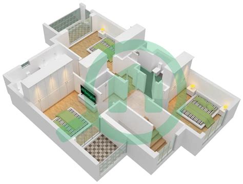 Floor Plans For Type 1A 3 Bedroom Townhouses In Reem Townhouses Bayut