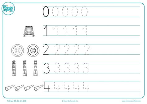 Ejercicio Para Aprender A Trazar La Forma De Los Números Del 0 Al 4