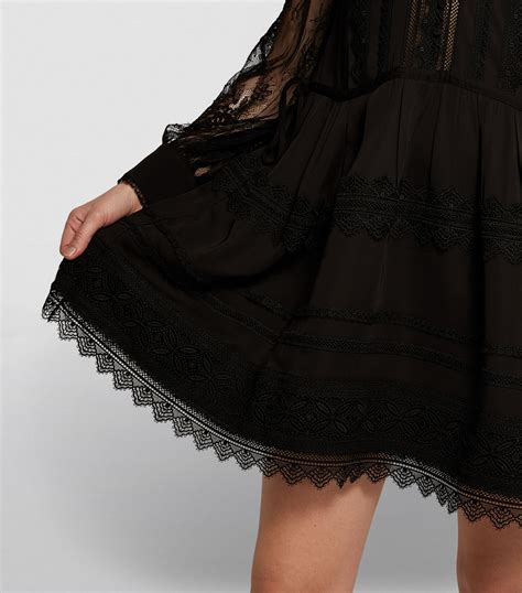 Womens Self Portrait Black Lace Trim Mini Dress Harrods Uk