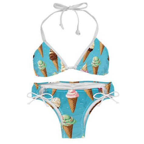 Ice Cream Detachable Sponge Adjustable Strap Bikini Set Two Pack