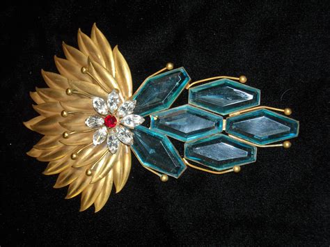 Joseff Of Hollywood Vintage Extra Large Antique Jewelled Brooch Rare