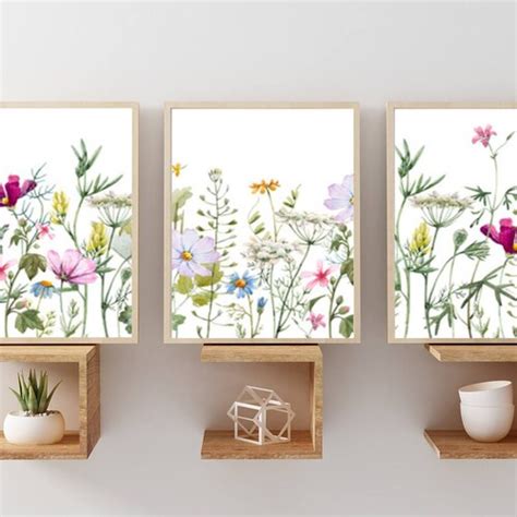 Set Of Wildflower Prints Floral Wall Art Botanical Print Etsy