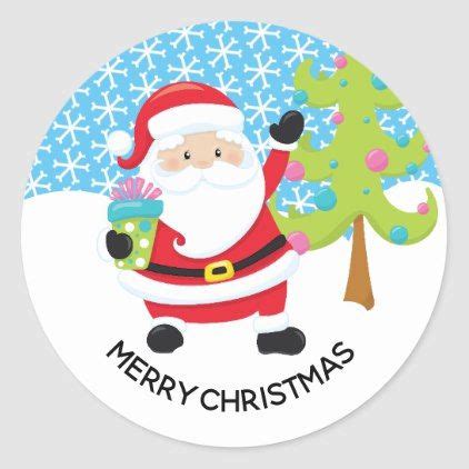 Merry Christmas Santa Claus Classic Round Sticker Zazzle Happy