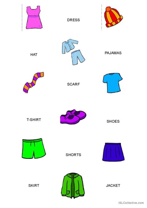 Memory Gameclothes English Esl Worksheets Pdf And Doc