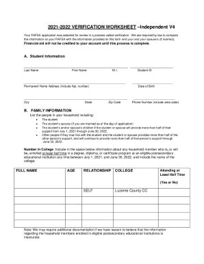 Fillable Online Independent Verification Worksheet V Call