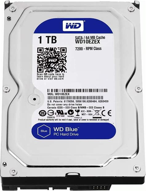 Western Digital HDD WD10EZEX 1TB SATA 6Gb S Desktop 7200rpm 64MB Cache