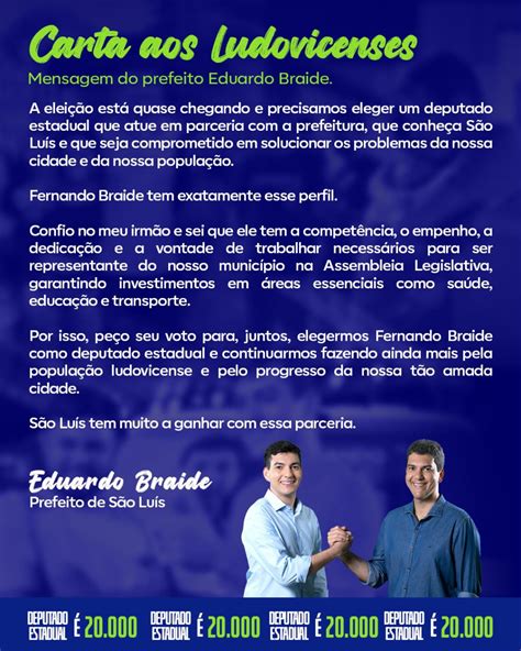 Eduardo Braide Pede Apoio A Fernando Braide Por Meio De Carta Nas Redes